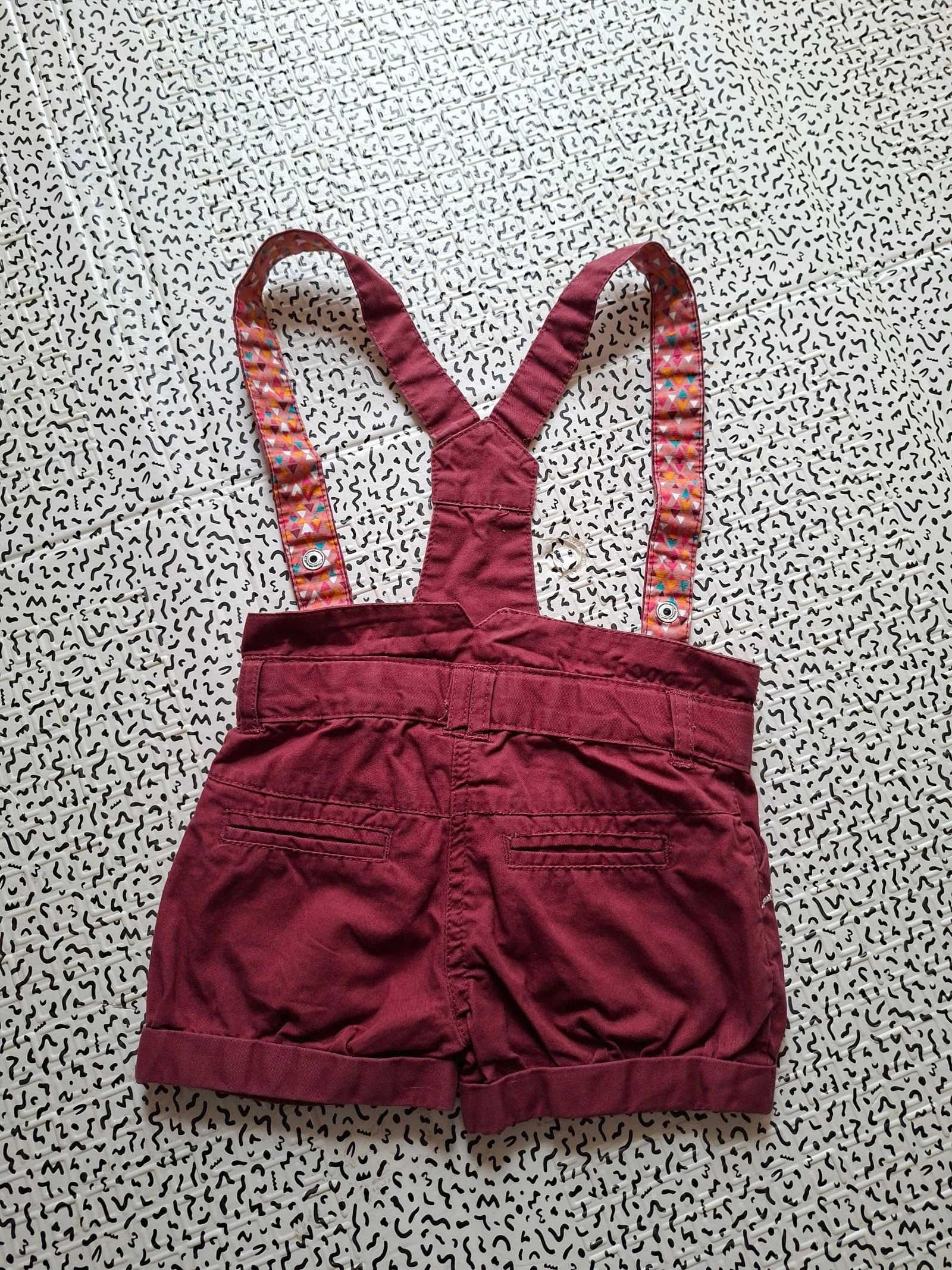 Short com suspensórios Tape à l’oeil 12 meses 74 cm bordô algodão bordado para menina – photo 2
